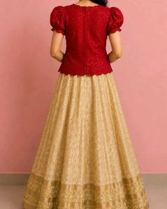 Sparkling Red Sequin Top &amp; Golden Skirt Set