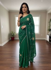 Elegant Green Floral Saree
