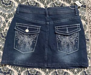Y2k Classic Blue Denim Mini Skirt with embroidery