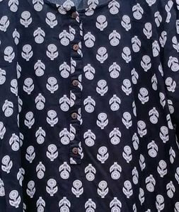 Black &amp; White Printed Kurta