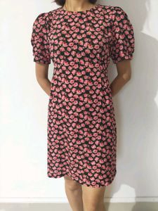 Floral Print Puff Sleeve Dress