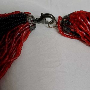 Red &amp; Black Beaded Choker Necklace