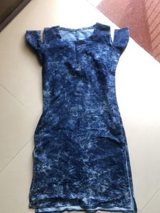 Trendy Cold Shoulder Acid Wash Dress