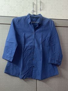 Blue Polka Dot Button-Down Shirt