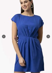Vibrant Blue Pleated Dress