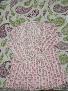 Pink Floral Print Kurta Top
