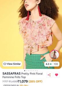 Sassafras Pink Floral Frills Top