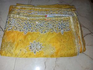 Designer Net Saree With Pearl Work