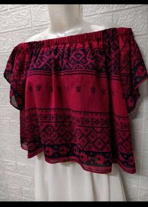 Y2K Off-Shoulder Printed Top