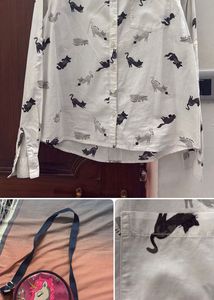 Cat Print Shirt &amp; unicorn bag ba