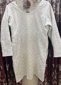 White Textured Kurta