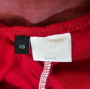 H&amp;M Red Ruched Bodycon Dress