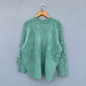 Mint Green Cable Knit Sweater