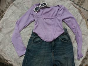 Lavender Corset Long Sleeve Top