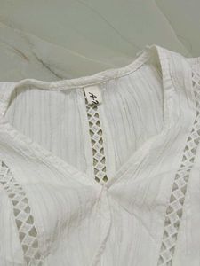 White Embroidered Cotton Blouse