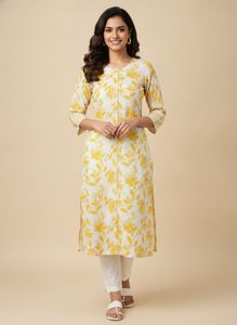 Branded  new Yellow Floral Print Kurta