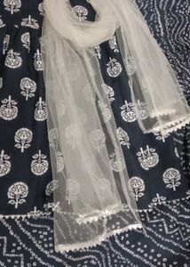 Elegant Navy Blue Kurta Set with Dupatta