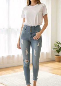 Ripped High-Waisted Jeans