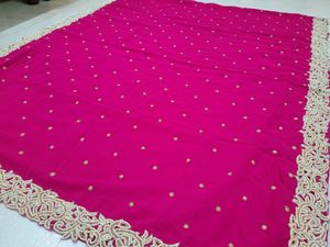Hot Pink Pearl Work Saree