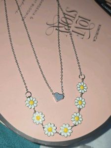 Daisy Heart Layered Necklace