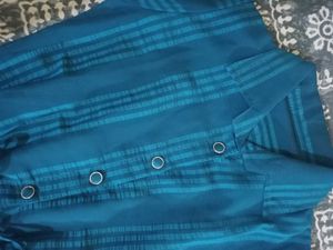 Stylish Blue Striped Peplum Top