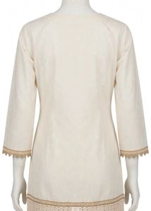 Embroidered viral Cream Kurta with Lace Trim