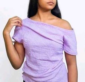 Lavender Textured Off-Shoulder Top