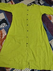 3xl Lime Green Button-Up Kurta