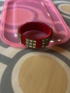 Red Bangle with Rhinestones
