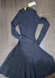 sparkling Ribbed Knit Fit and Flare Dress
