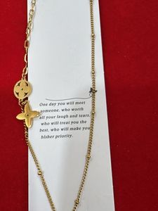 Gold Tone Letter Pendant Necklace