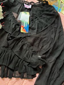 Sheer ruffled party top