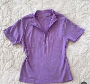Purple Zip Neck T-Shirt