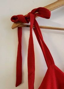 Red Slit Tie Dress in Size M