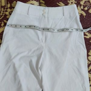 White Straight Leg High Waisted Pants
