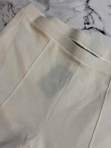 Cream Textured Pants