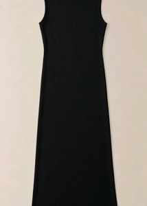 BLACK PEARL-FRONT SLEEVELESS DRESS