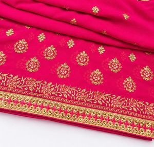 Stunning Pink Embroidered Saree