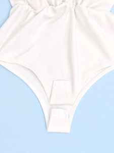 Chic White Long Sleeve Bodysuit