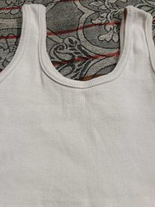 White Ribbed Cropped Tank Top