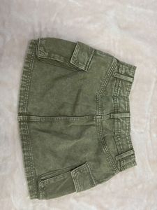 Olive Green Cargo Mini Skirt 23 Inch waist