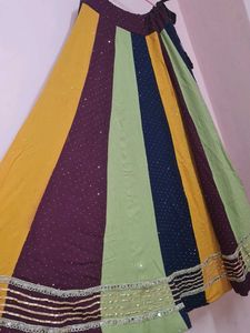 Colorful Striped Ethnic chaniya choli 💚🤎💙💛