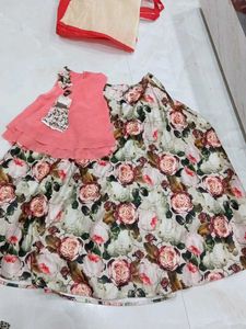 Girls' Floral Skirt & Top Set