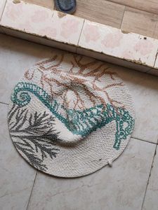 Round Ocean Themed Accent Rug