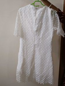 White Lace dress with Floral Applique