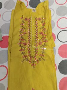 Vibrant Yellow Embroidered Kurti
