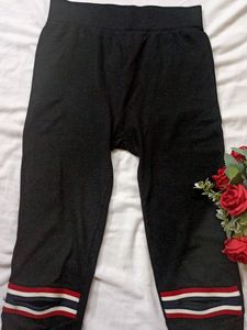 Striped Knee Black Leggings
