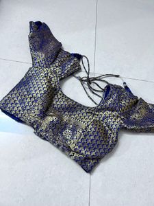 Elegant Blue &amp; Gold Banarasi Silk Saree