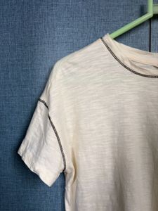 Cream Textured T-Shirt