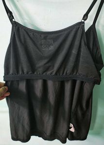 Classic Black Spaghetti Top with Built-in Bra |
